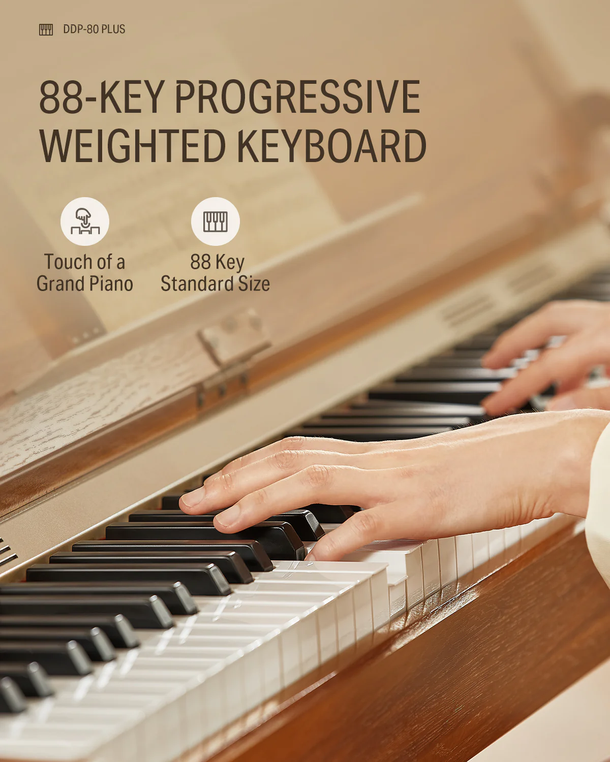 Donner DDP-80 PLUS Digital Piano with Semi-open Cover - Image 10