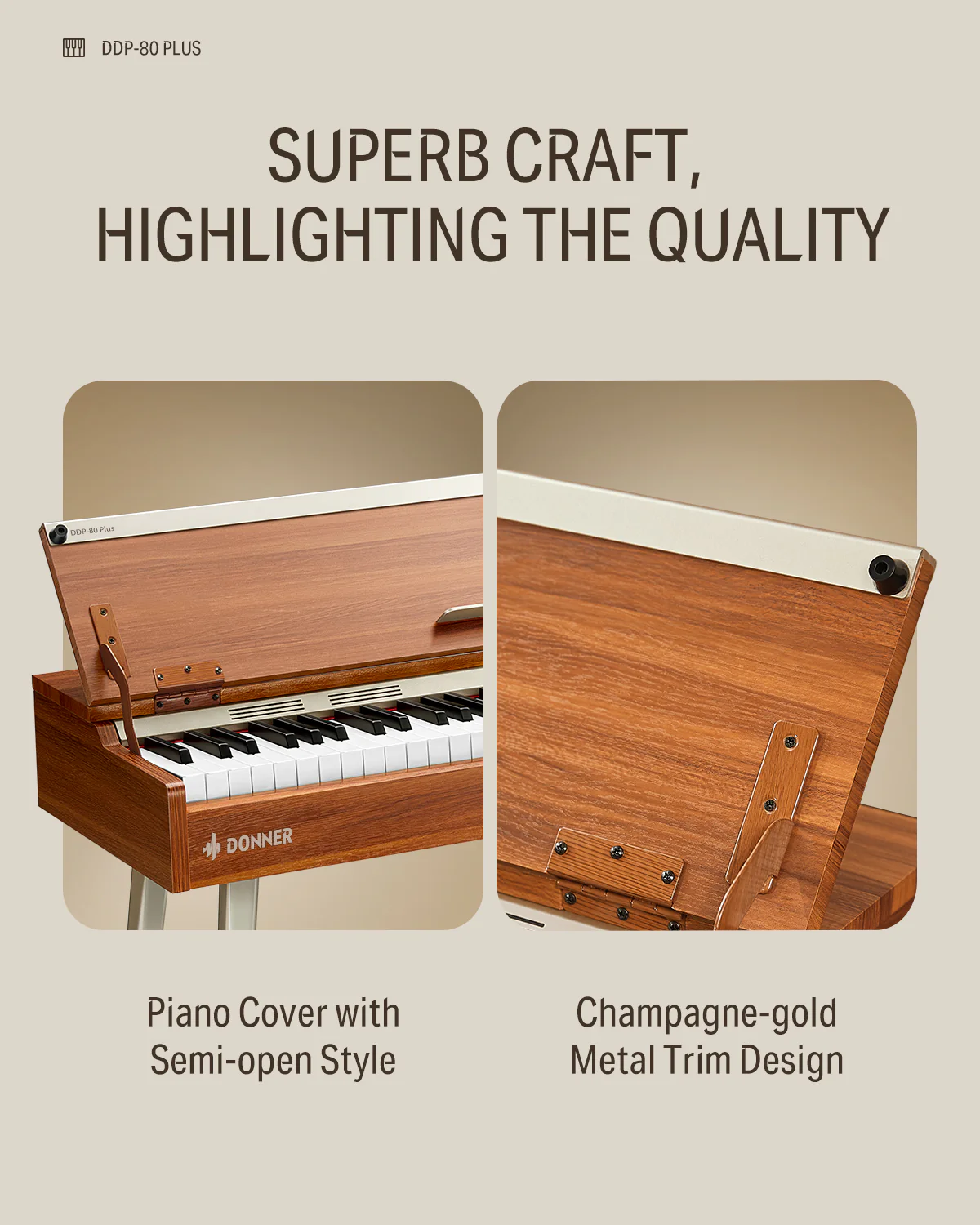 Donner DDP-80 PLUS Digital Piano with Semi-open Cover - Image 13