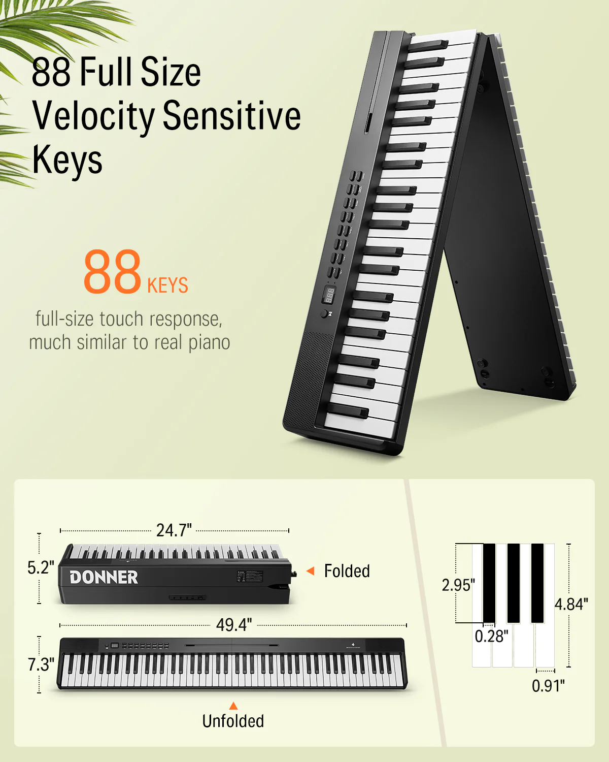 Donner DP-10 Foldable Semi-Weighted Digital Piano - Image 3