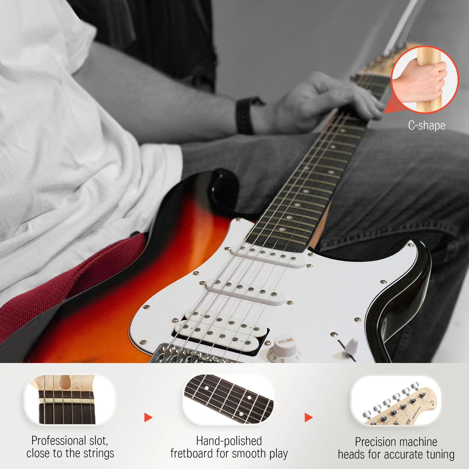 Donner DST-100 HSS Electric Guitar Kit - Image 13