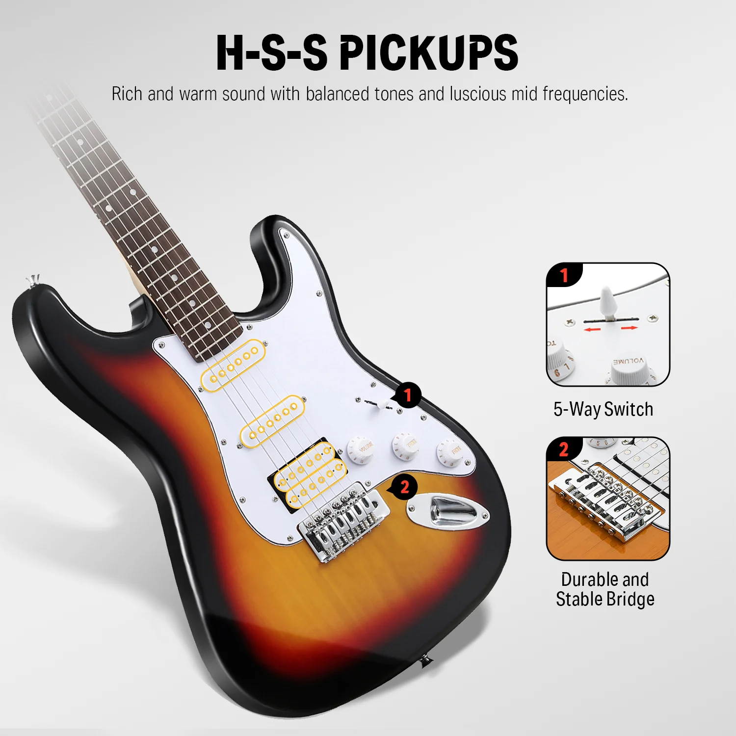 Donner DST-100 HSS Electric Guitar Kit - Image 8