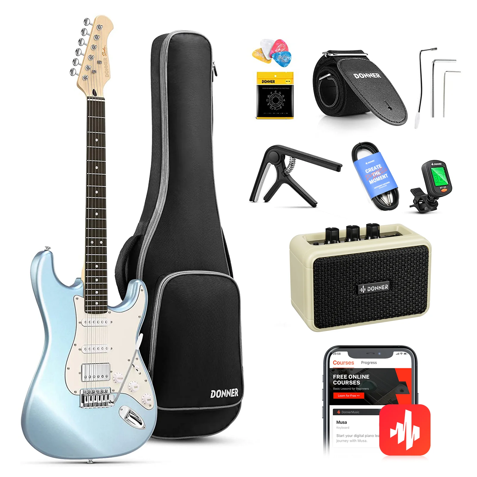 Donner DST-152 HSS with Coil Split Electric Guitar Kit - Image 4