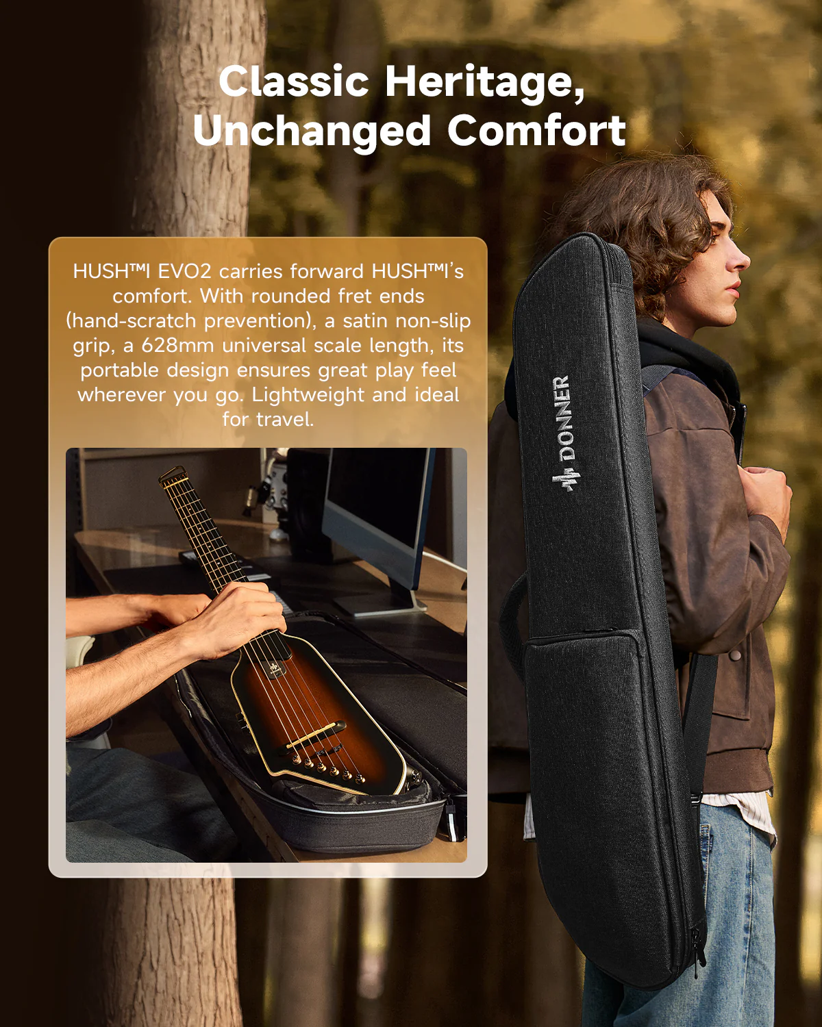 Donner HUSH™ I Acoustic-Electric Travel Guitar - Image 42