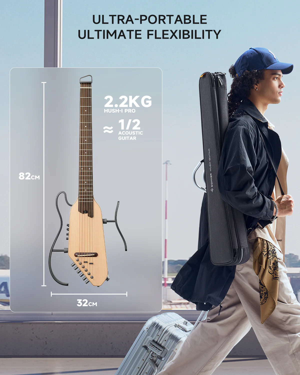 Donner HUSH™ I PRO Acoustic-Electric Travel Guitar - Image 13