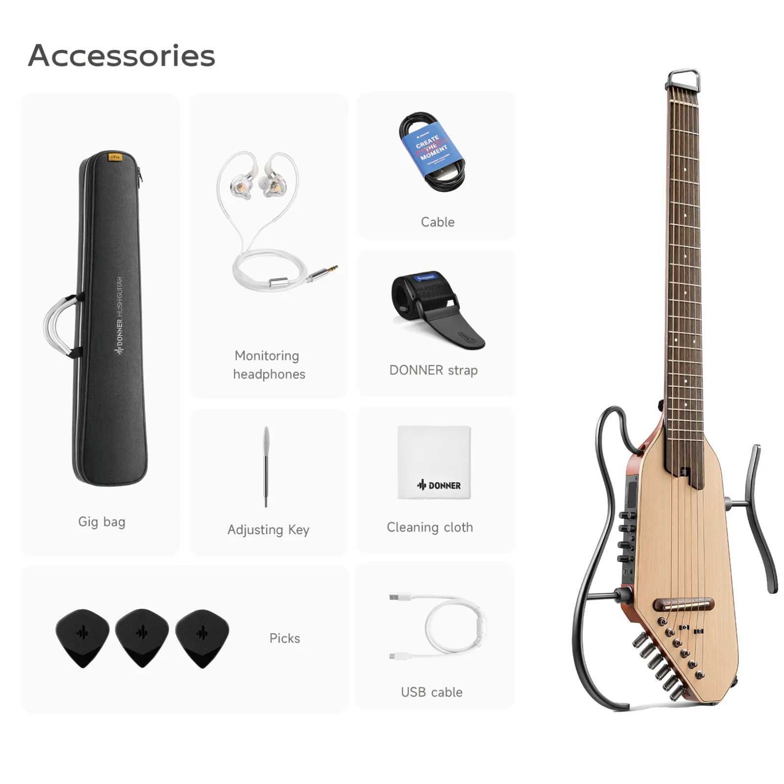 Donner HUSH™ I PRO Acoustic-Electric Travel Guitar - Image 14