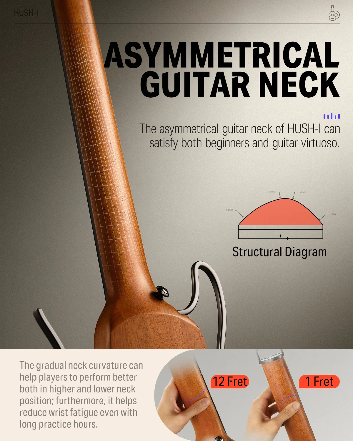 Donner HUSH™ I Acoustic-Electric Travel Guitar - Image 9