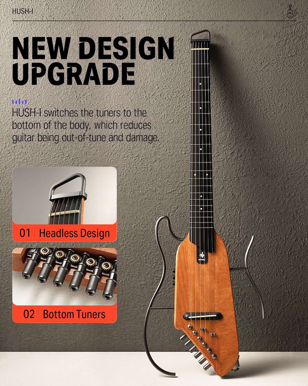 Donner HUSH™ I Acoustic-Electric Travel Guitar - Image 5