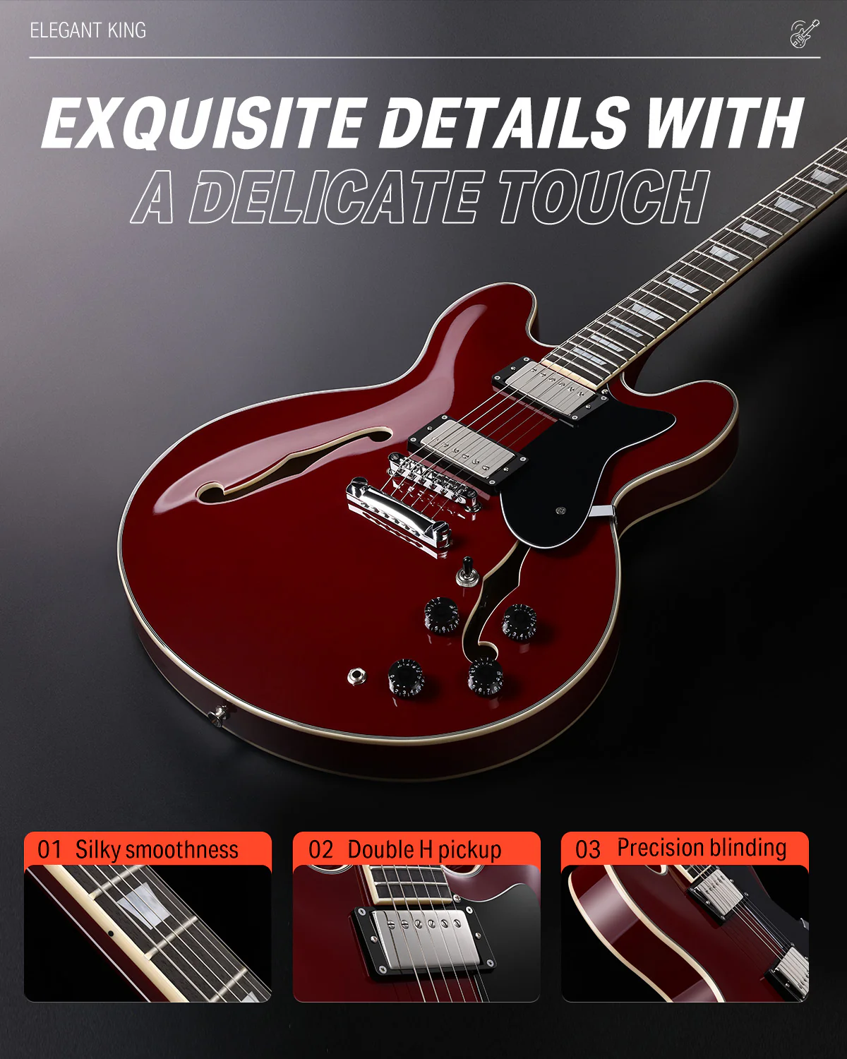 Donner DJP-1000 Electric Jazz Guitar - Image 4